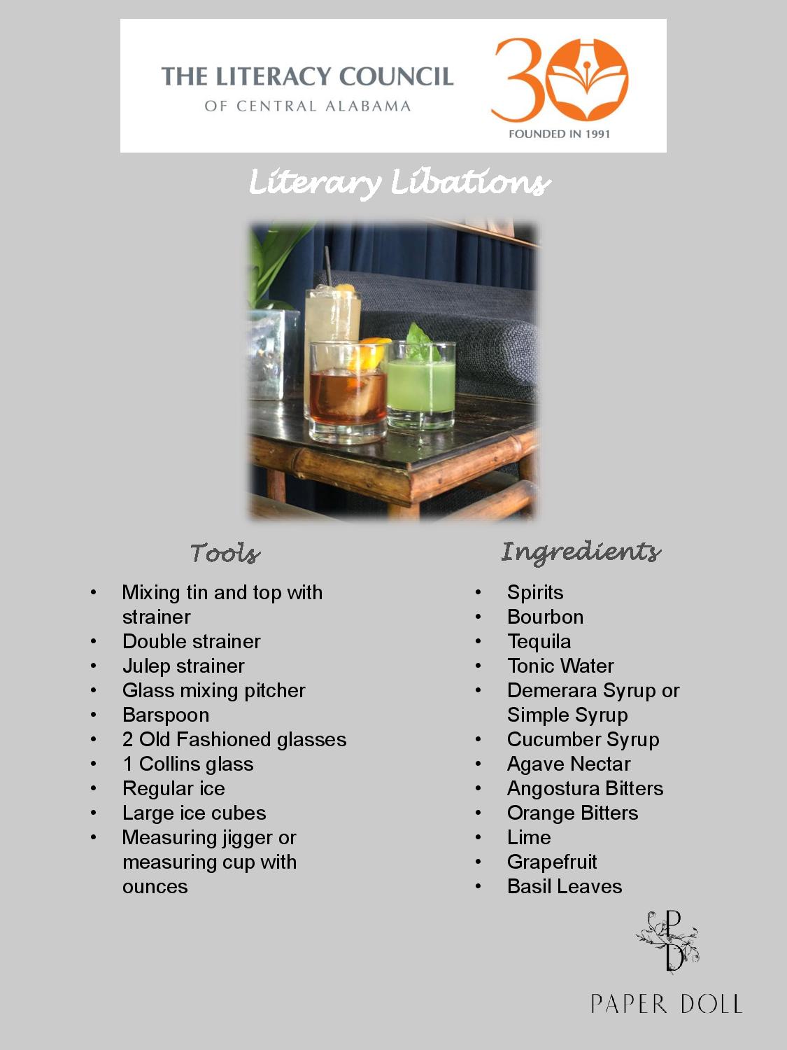 Literary Libations The Literacy Council of Central Alabama