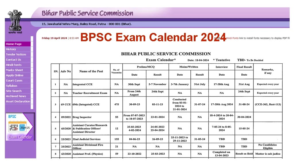 BPSC Exam Calendar 202425 Released Notification All Jobs For You