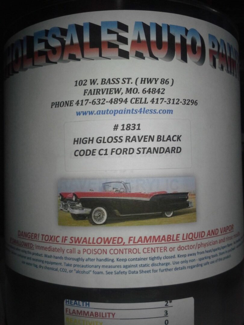 Ford Raven Black Quart Acrylic Enamel, Single Stage Paint Only