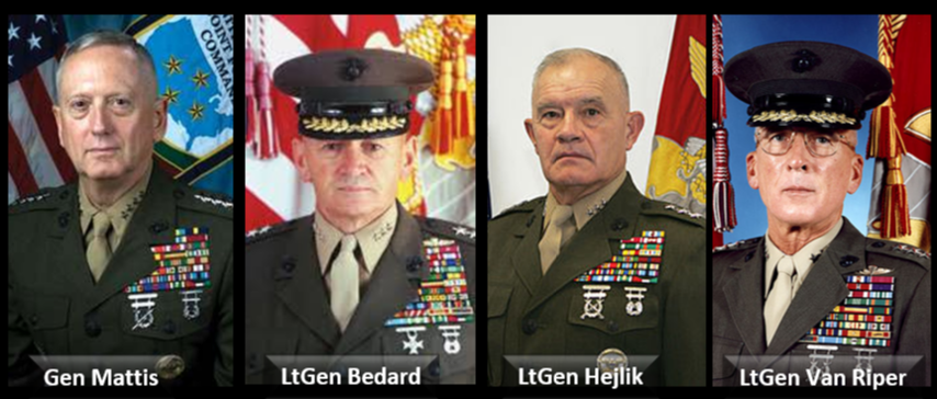 NEWS & COMMENTARY retired USMC General Officers Mattis, Bedard, Hjelik