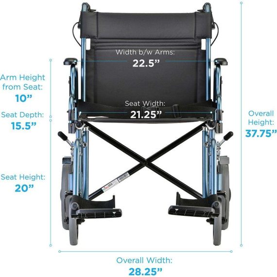 NOVA Medical Heavy Duty Bariatric Transport Chair 332B All Med Plus