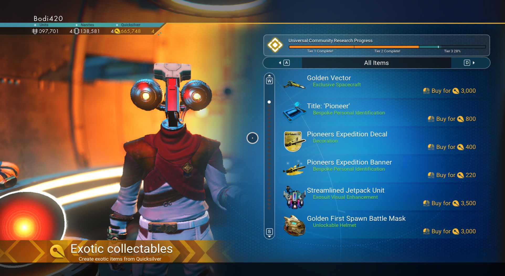 (Frontiers Update) Quicksilver Rewards