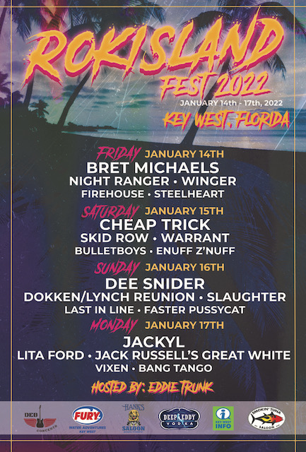 Rock Island Fall Festival 2022 Inaugural Rokisland Fest 2022 Is Being Held On The Tropical Island Of Key West, Florida January 14Th-17Th 2022. - All Music Magazine