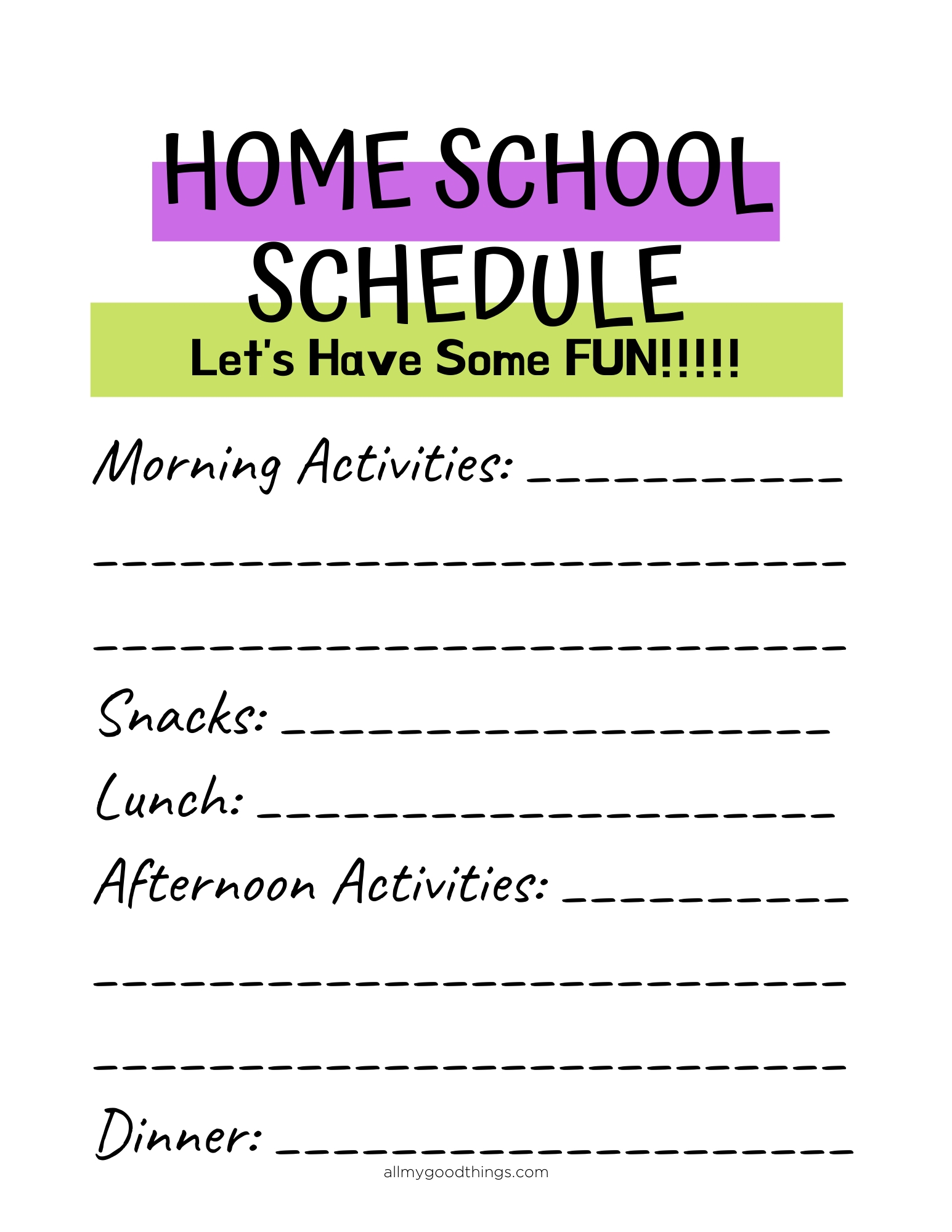 Quarantine Homeschool Schedule, Rules, and Printable Pack All My Good