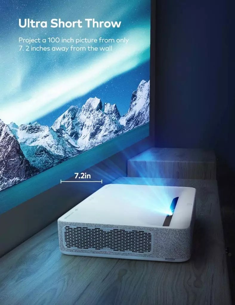 VAVA 4K UHD Laser Projector Ultra Short Throw for Home Cinema White