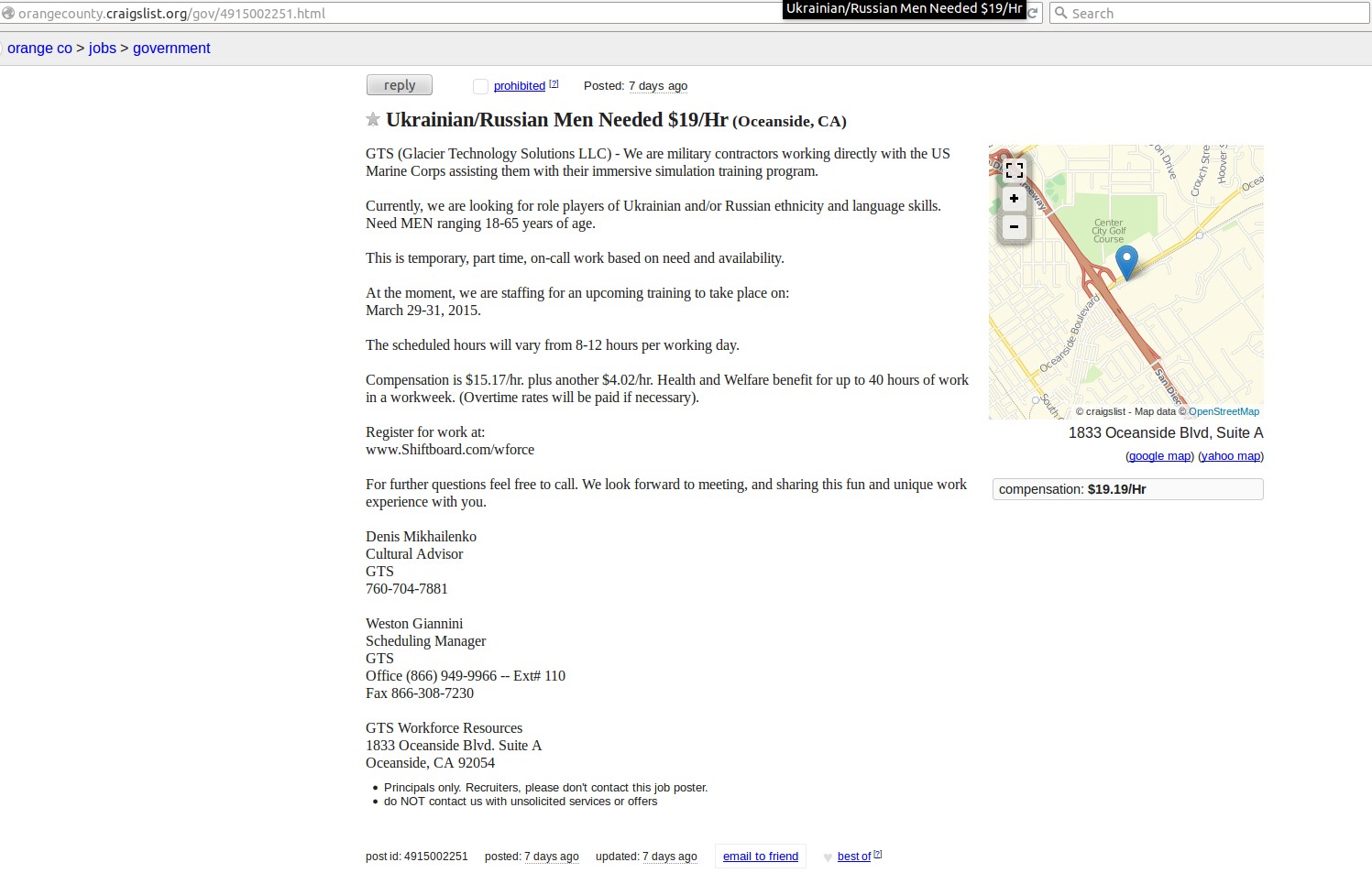 Getting Ready To Pull The Plug! Craigslist Ad Seeks RussianUkrainian