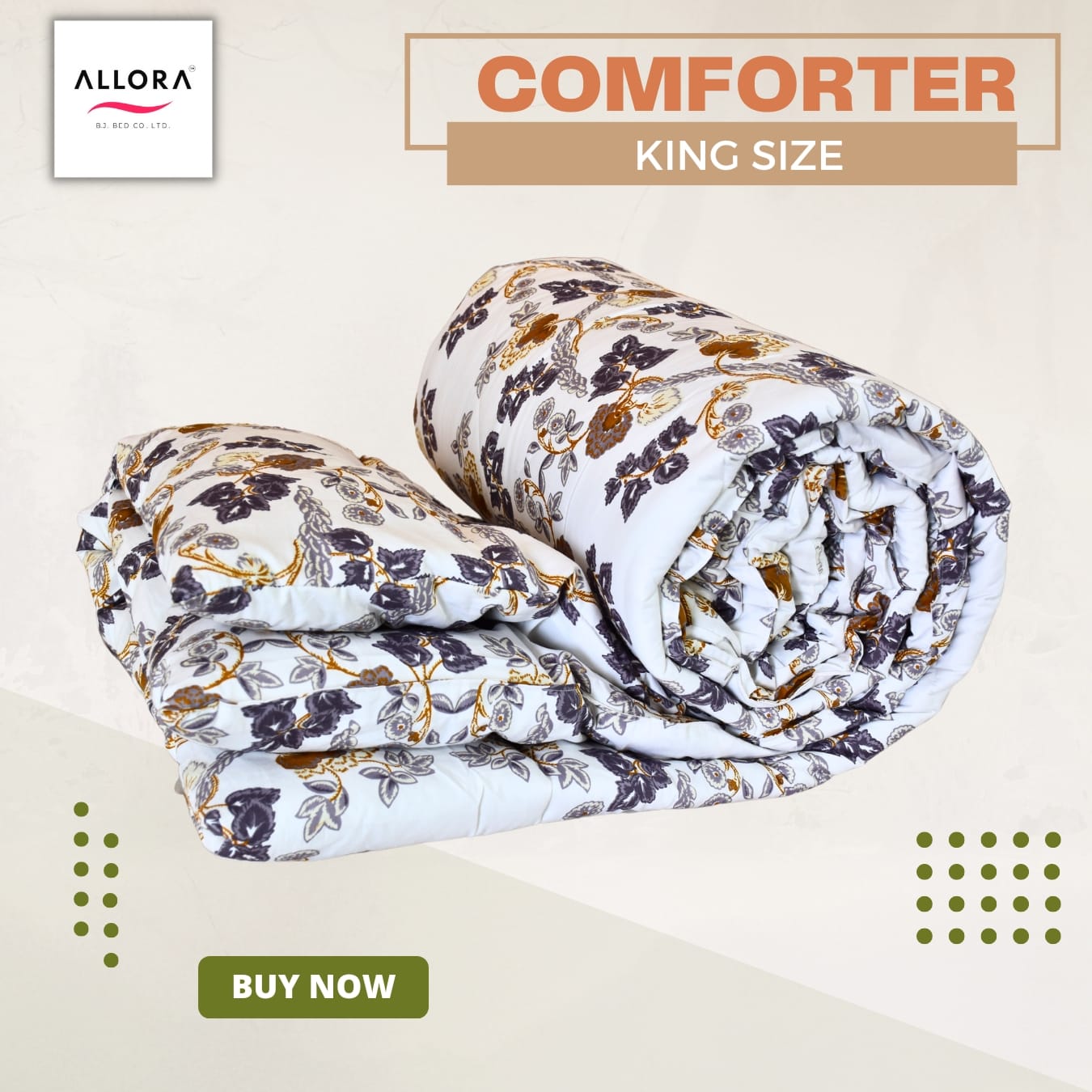 White Field Print Comforter ALLORA Home & Living