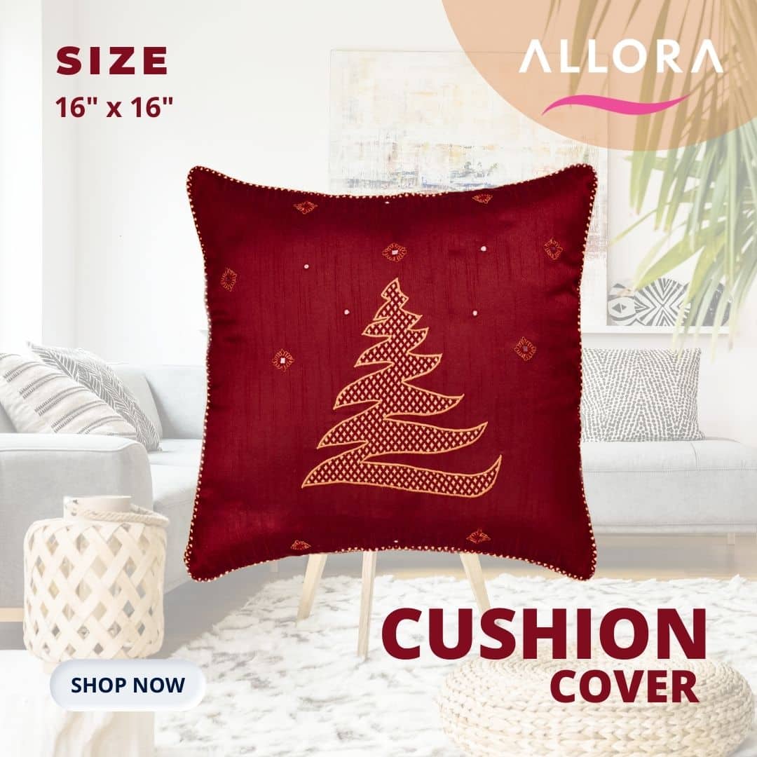 Maroon Embroidery Cushion Cover ALLORA Home & Living