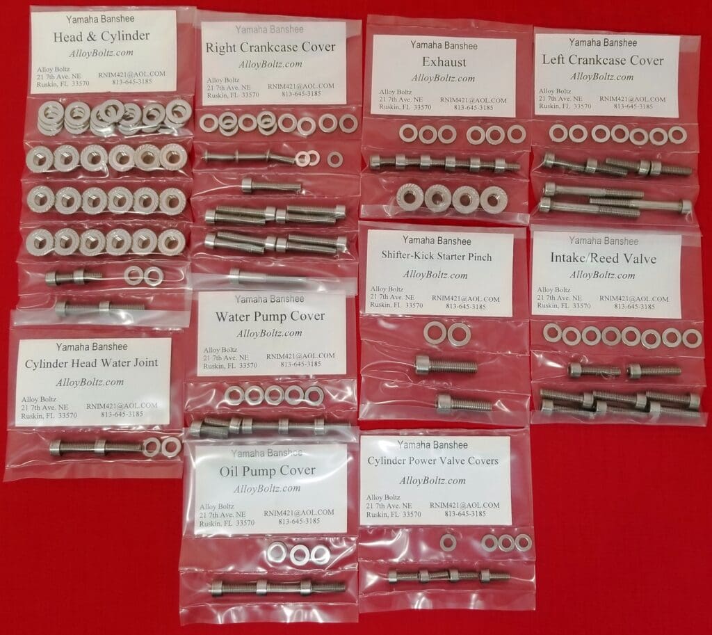 Yamaha YFZ350 Banshee Polished Stainless Engine Only Bolt Kit Alloy Boltz