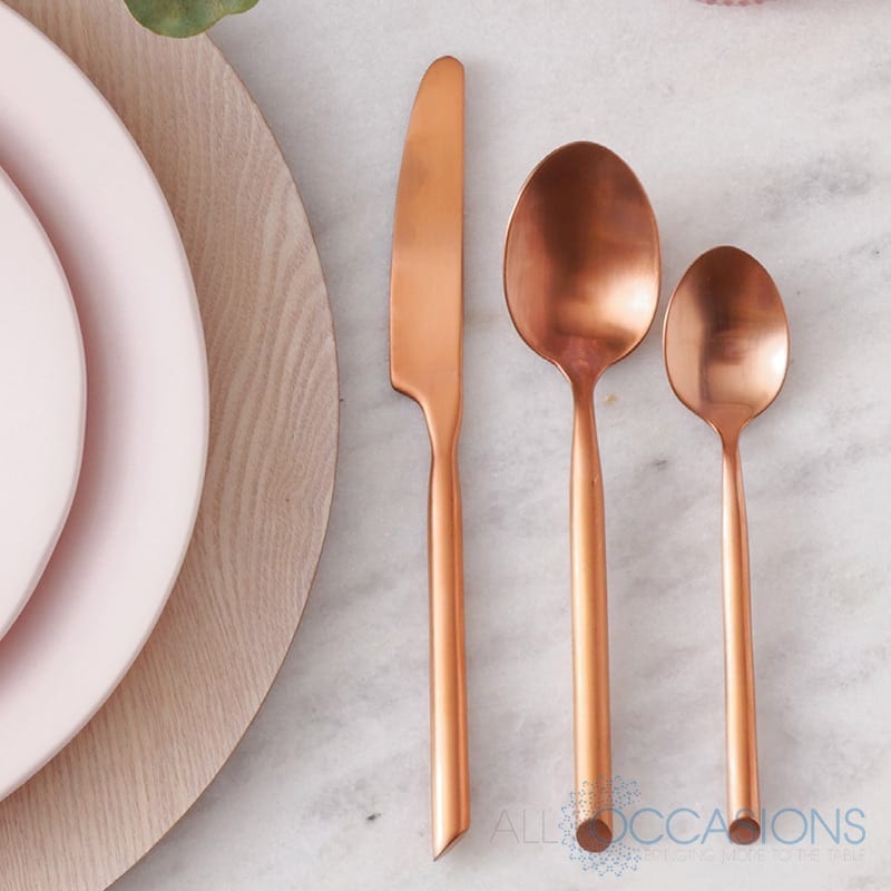 Capri Rose Gold Flatware Collection All Occasions Party Rental