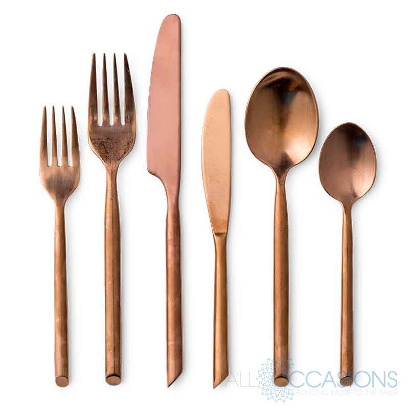 Capri Rose Gold Flatware Collection All Occasions Party Rental
