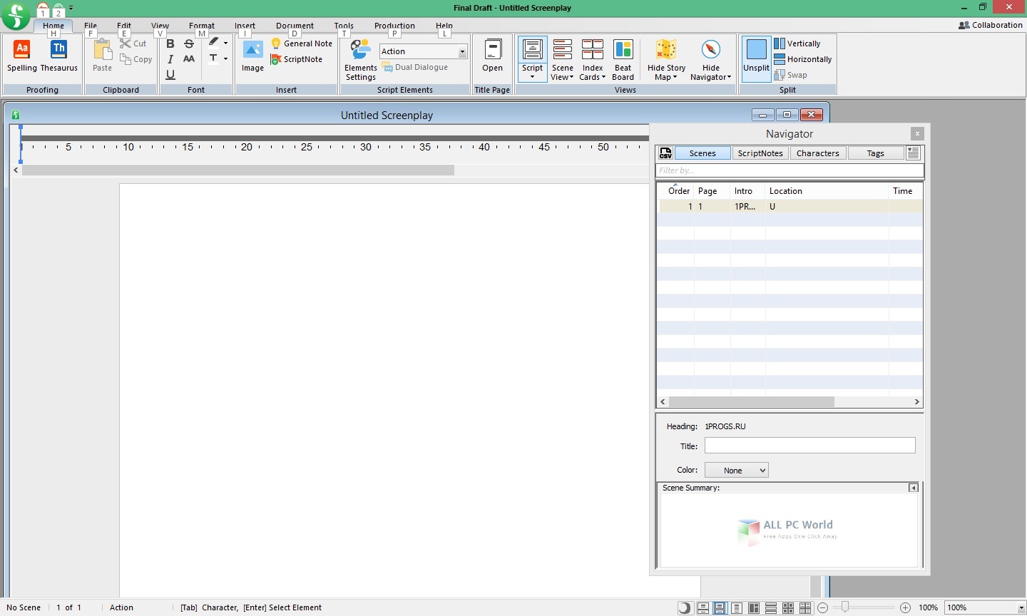 Final Draft (free version) download for PC