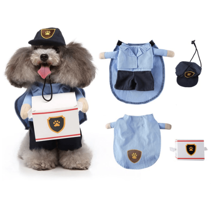 Mailman Pet Dog Halloween Costume with Package All Pet Things