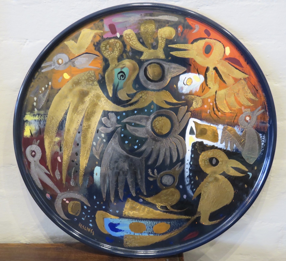 Bernard Hesling (1905 1987) Vitreous Enamel Painted Steel Lid