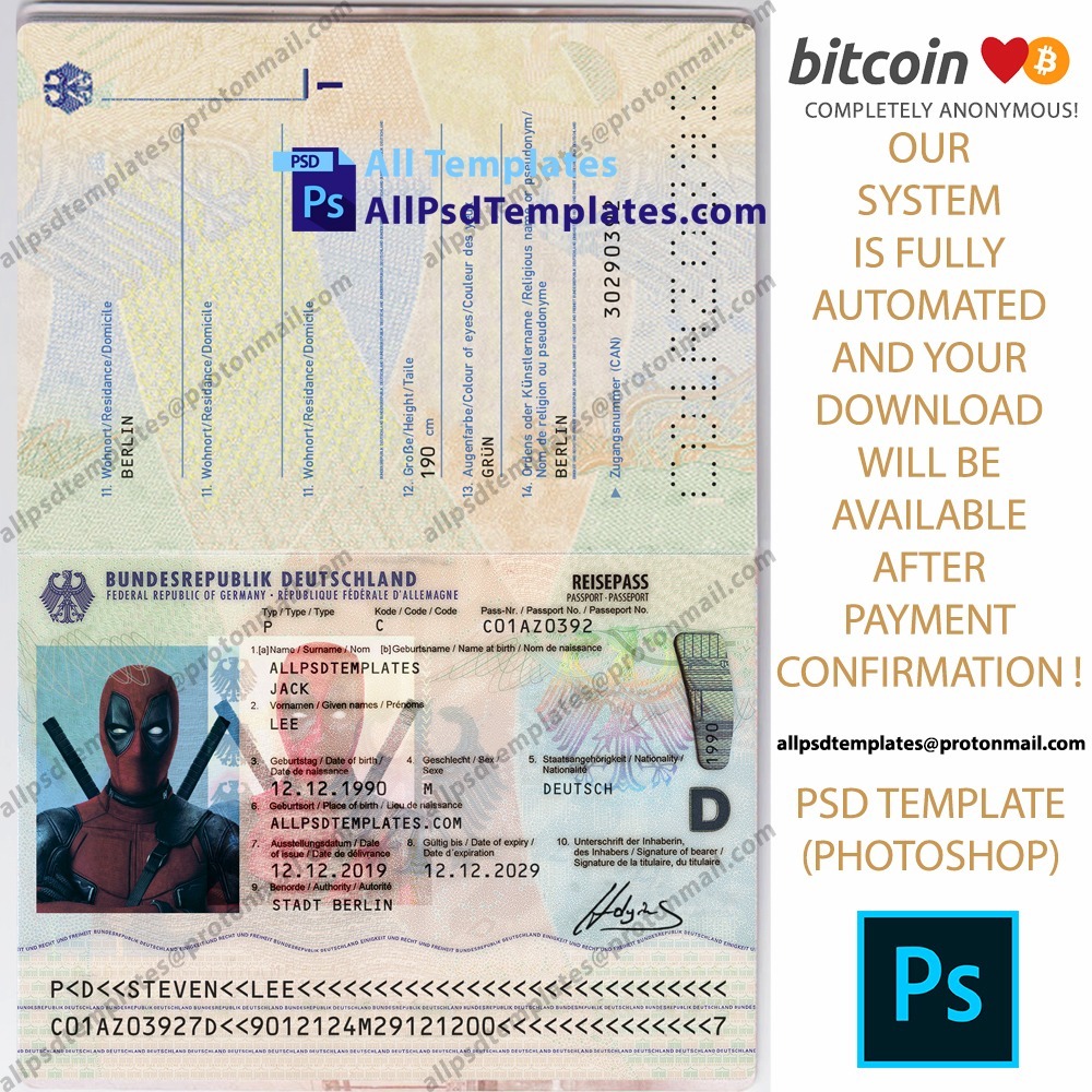 Germany Passport Template ALL PSD TEMPLATES