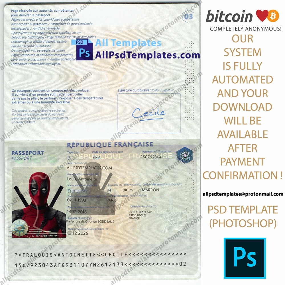 France Passport Template ALL PSD TEMPLATES