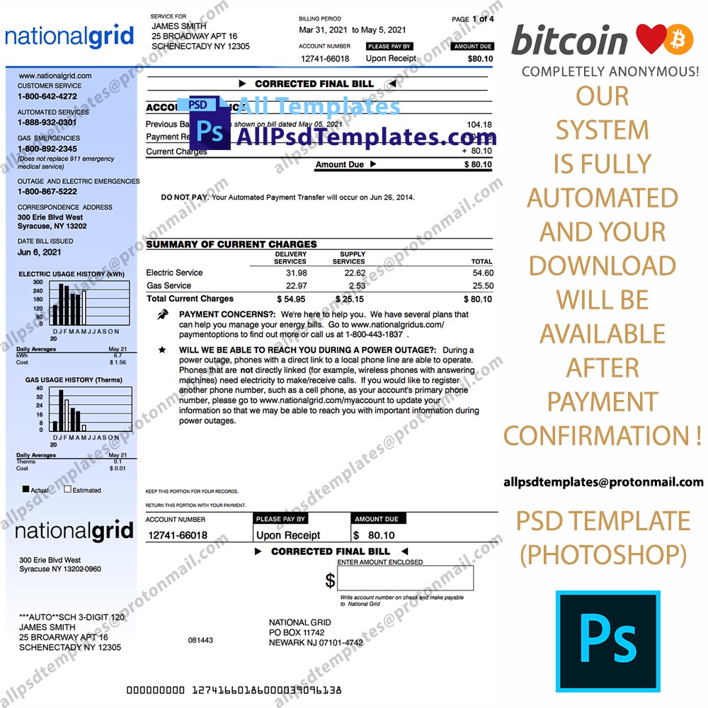 New York National Grid Bill Template ALL PSD TEMPLATES
