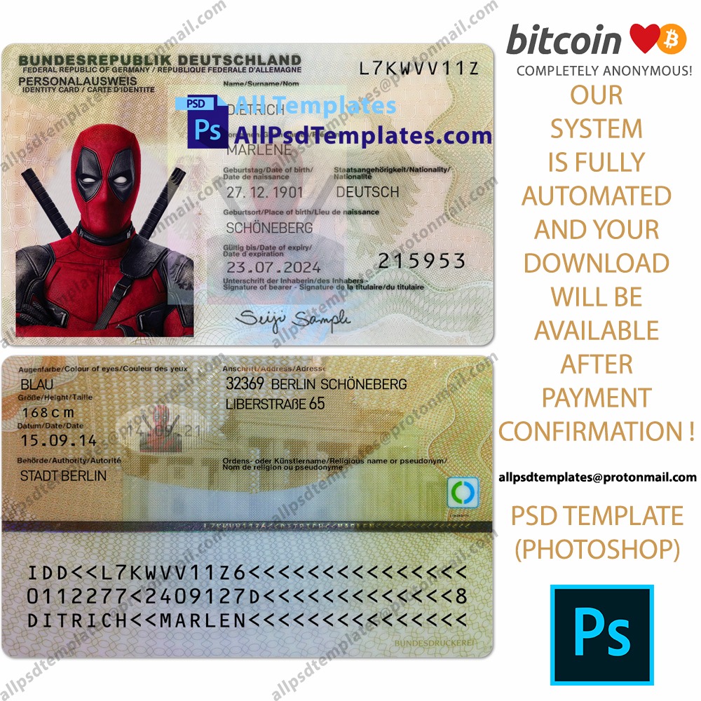 Germany ID Card Template ALL PSD TEMPLATES
