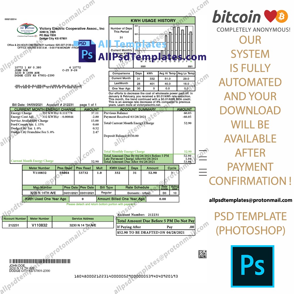 Kansas Victory Electric Bill Template ALL PSD TEMPLATES