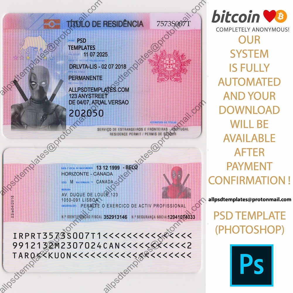 Portugal Resident Card Template ALL PSD TEMPLATES
