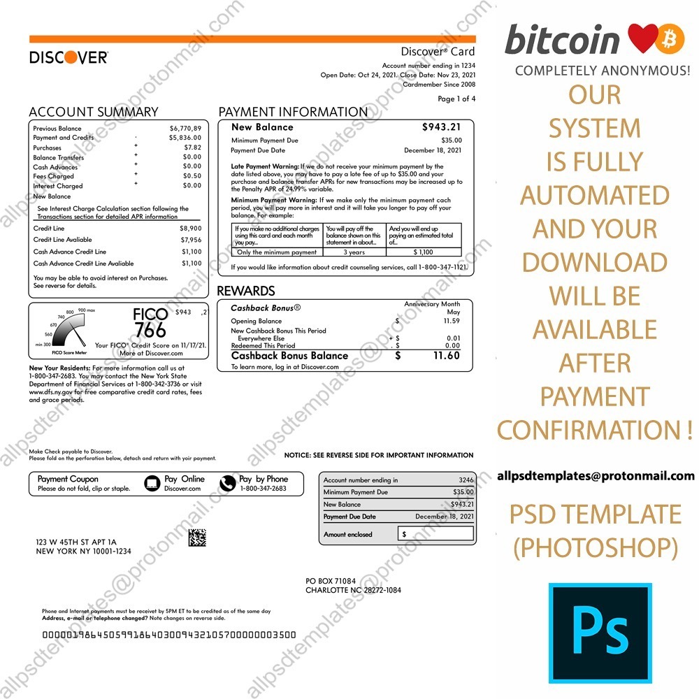 USA Discover Card Statement Template ALL PSD TEMPLATES