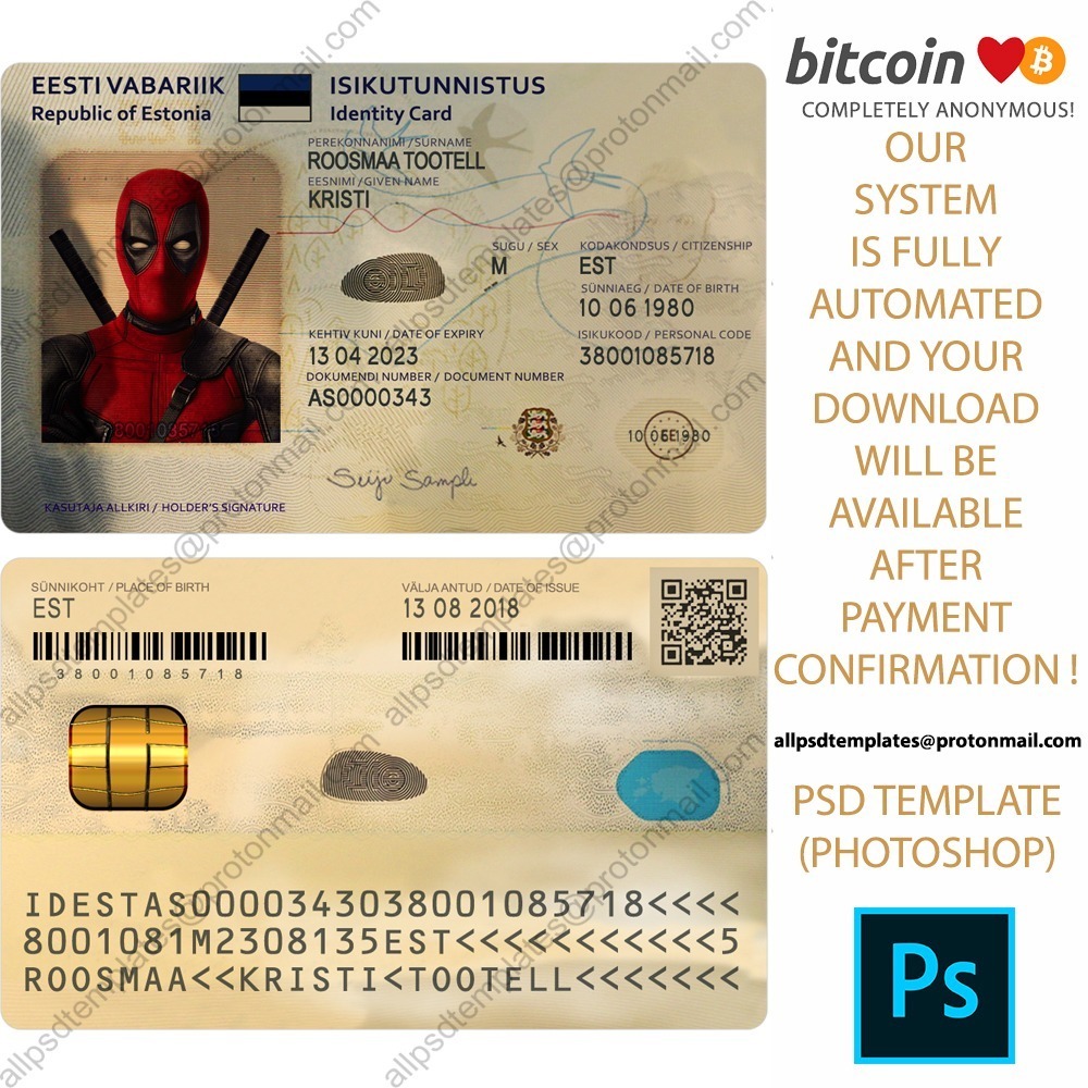 Estonia V2 ID Card Template ALL PSD TEMPLATES
