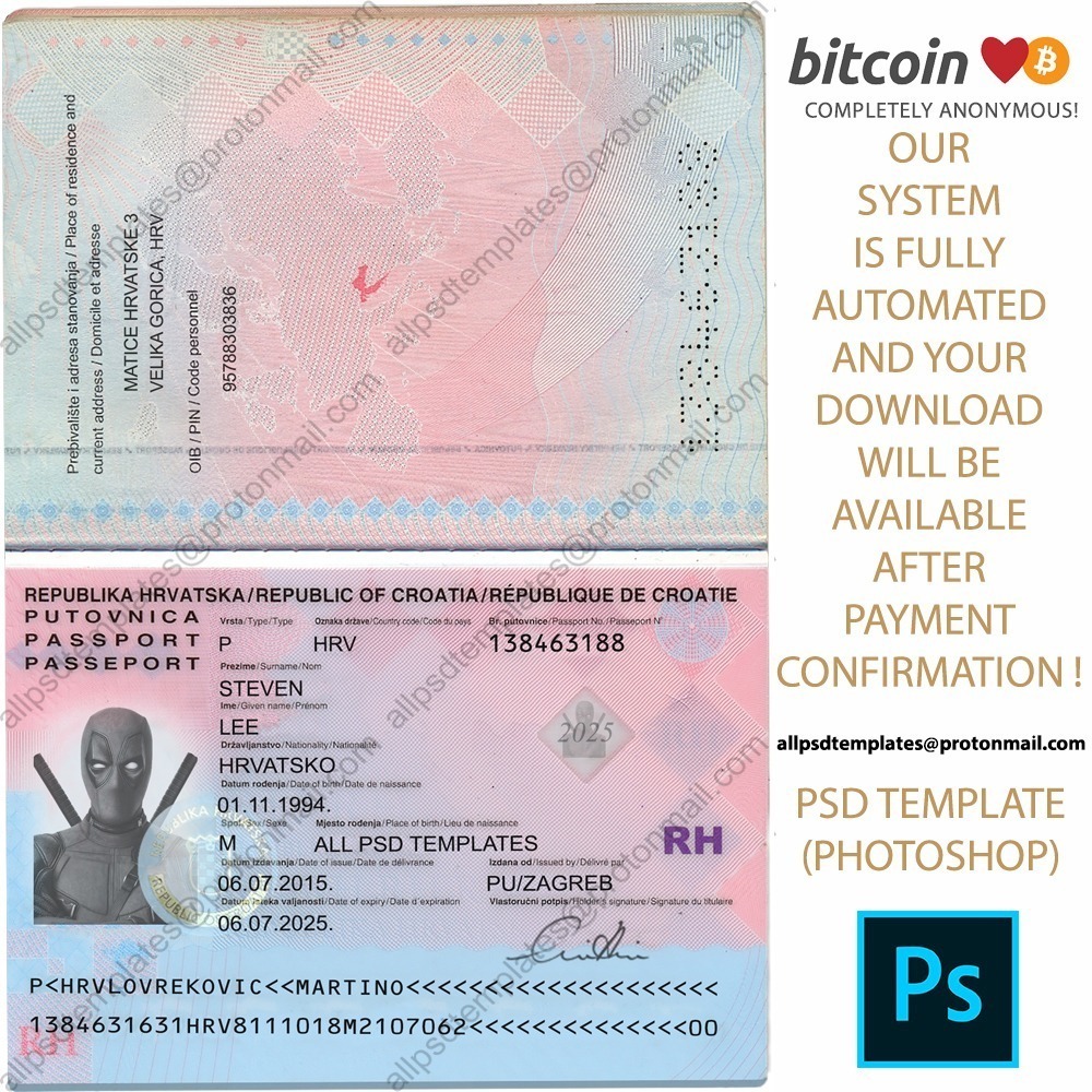 Kroatie Id Kaart Of Paspoort Croatia Passport Template ALL PSD TEMPLATES