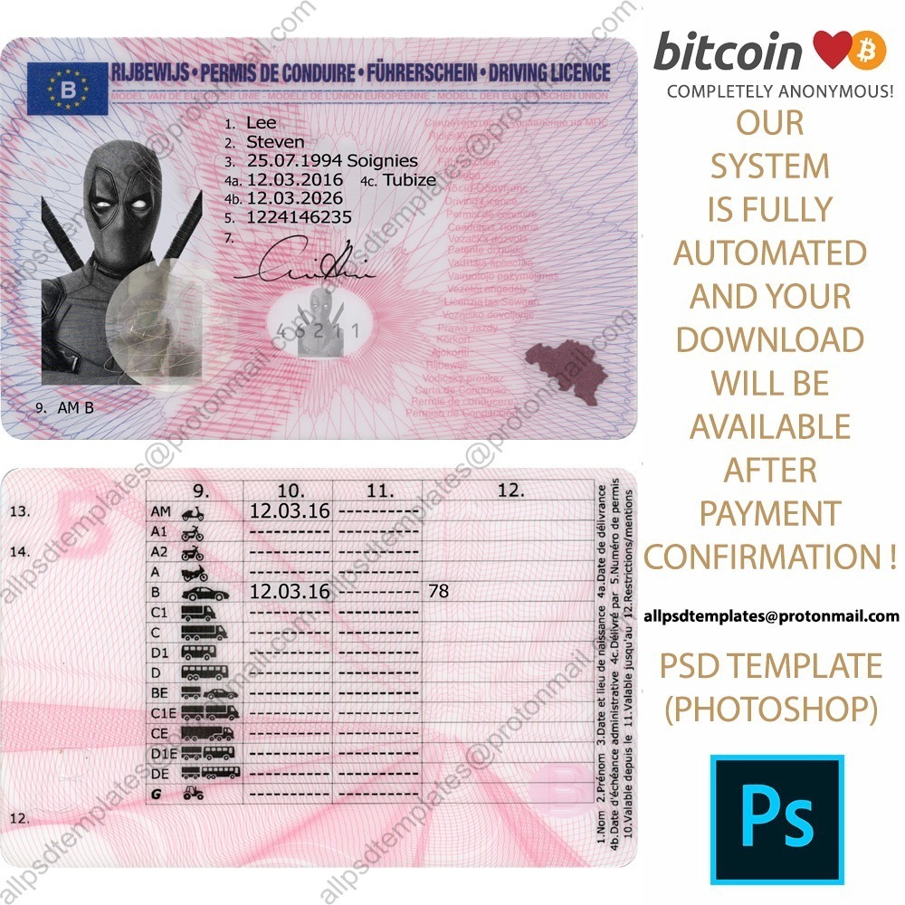 Belgium Driver License Template ALL PSD TEMPLATES