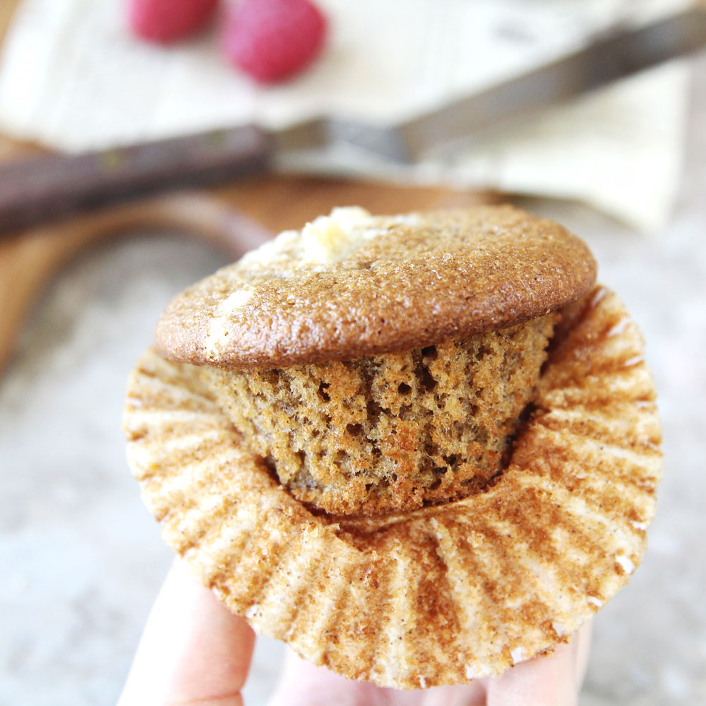 Cauliflower Raspberry Muffins with Almond Flour Streusel (Paleo, Low