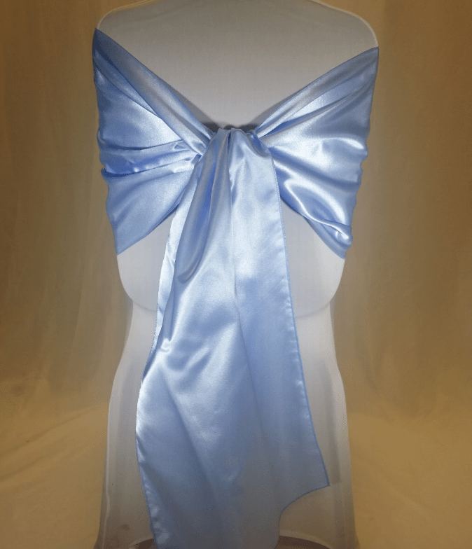 Baby Blue Satin Chair Sash All Seasons Party Linen Rental