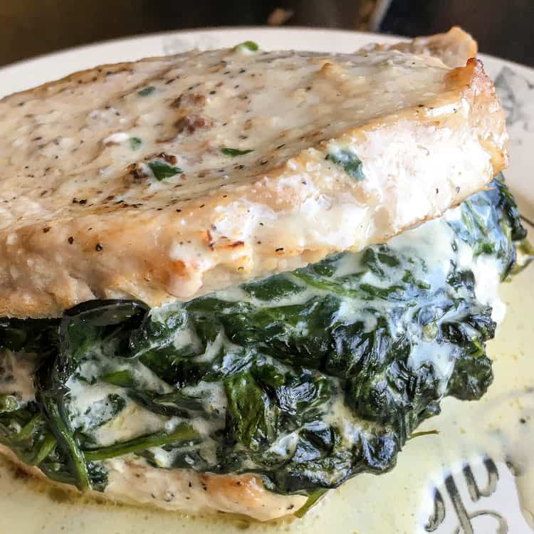 Creamed Spinach Stuffed Keto Pork Chops All She Cooks