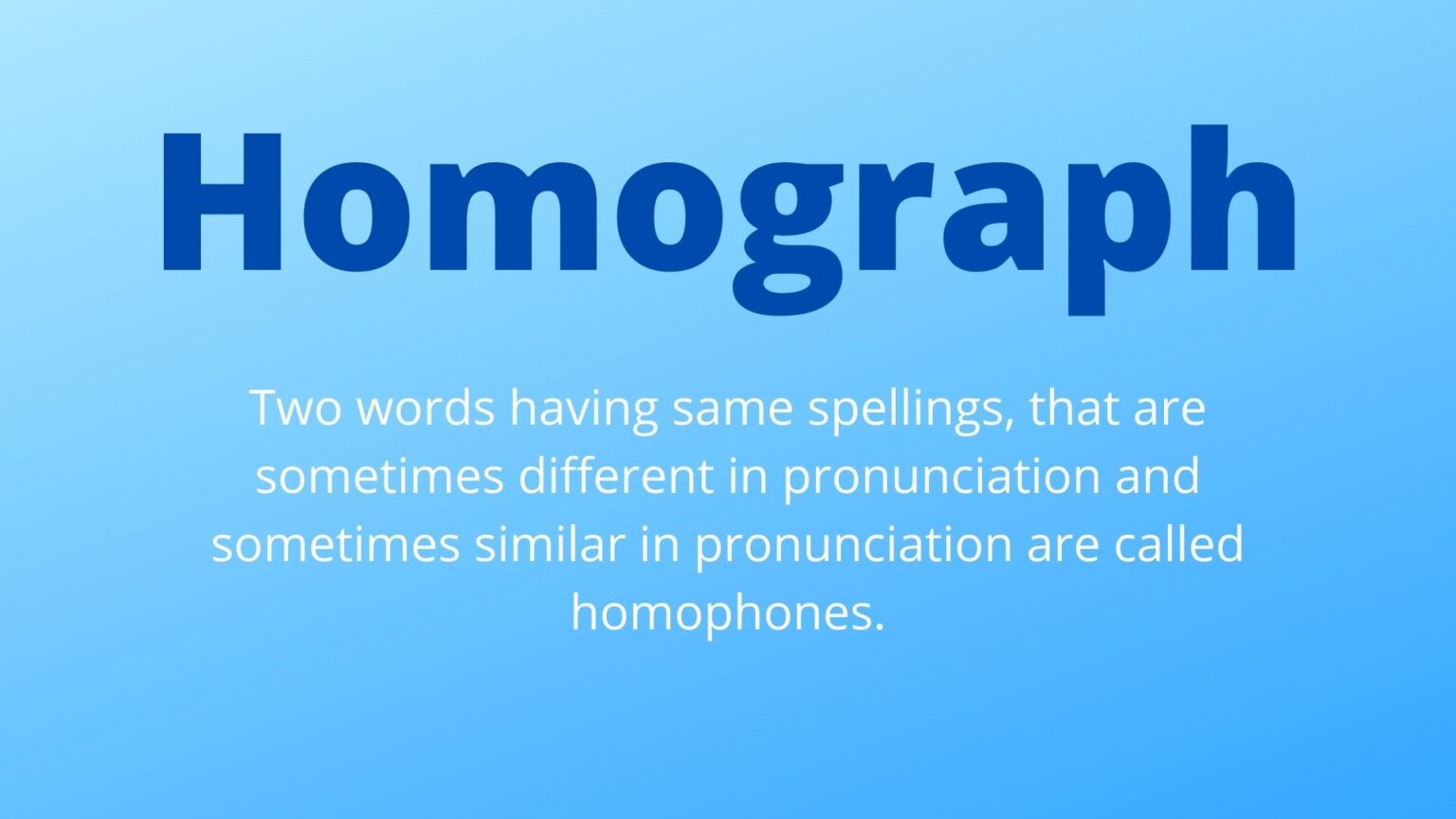 Homographs List of Important Homographs