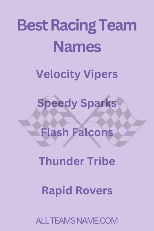 267 Best Racing Team Names For Speed Enthusiasts All Teams Name