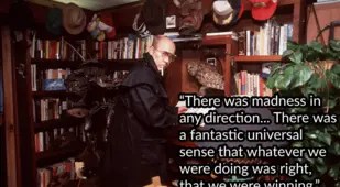 Hunter Thompson Smoking In His Library