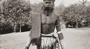 Dyak Man Holding Severed Head