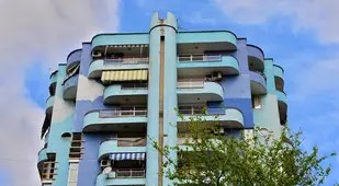 Painted Apartment Tower In Tirana