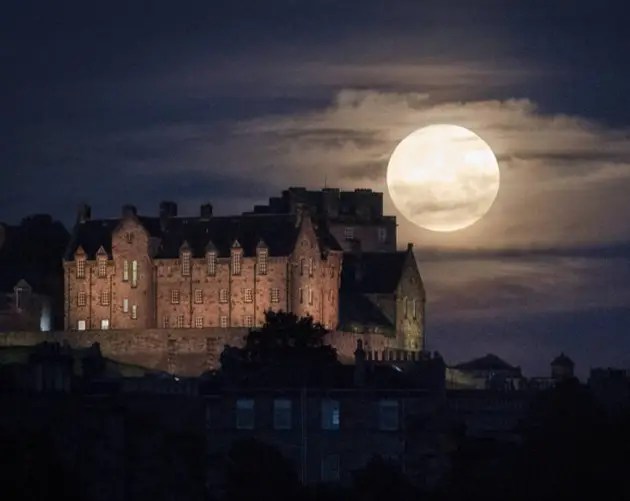 Full Moon Behind Edinburgh Castle