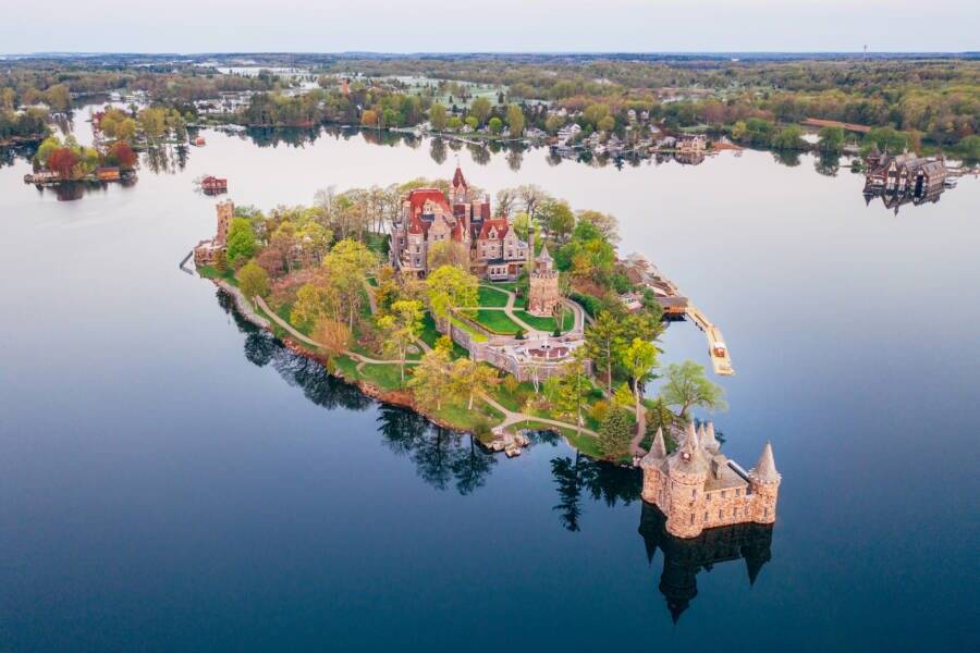 Aerial Boldt Castle Dawn