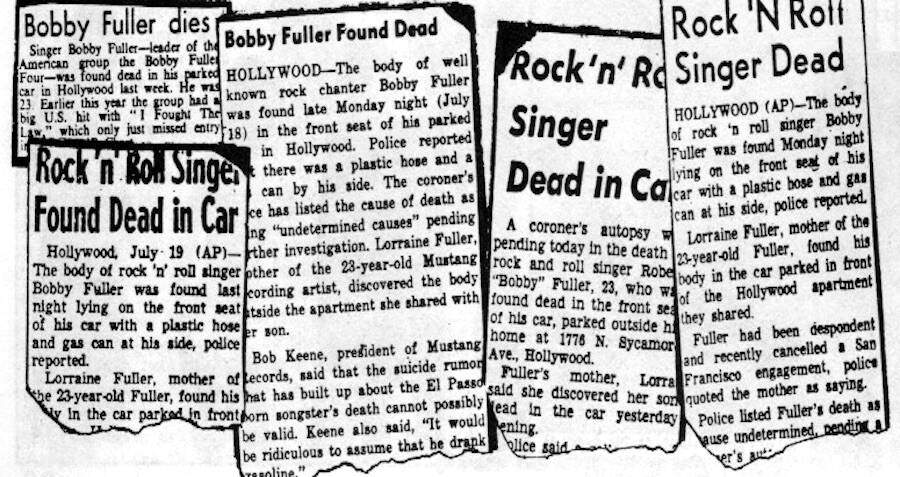 Headline About Bobby Fuller&rsquo;s Death