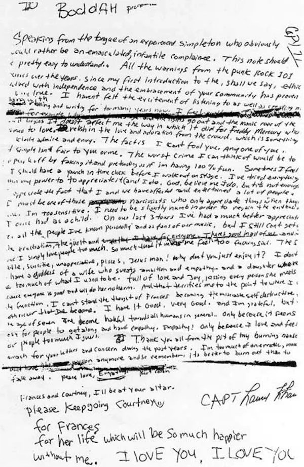 Kurt Cobain&rsquo;s Suicide Note