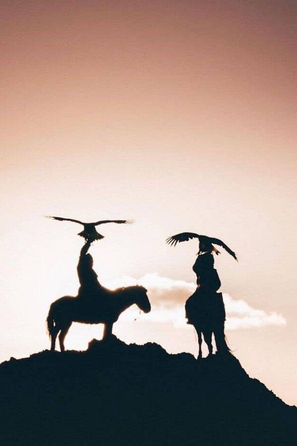 Eagle Hunters At Sunset