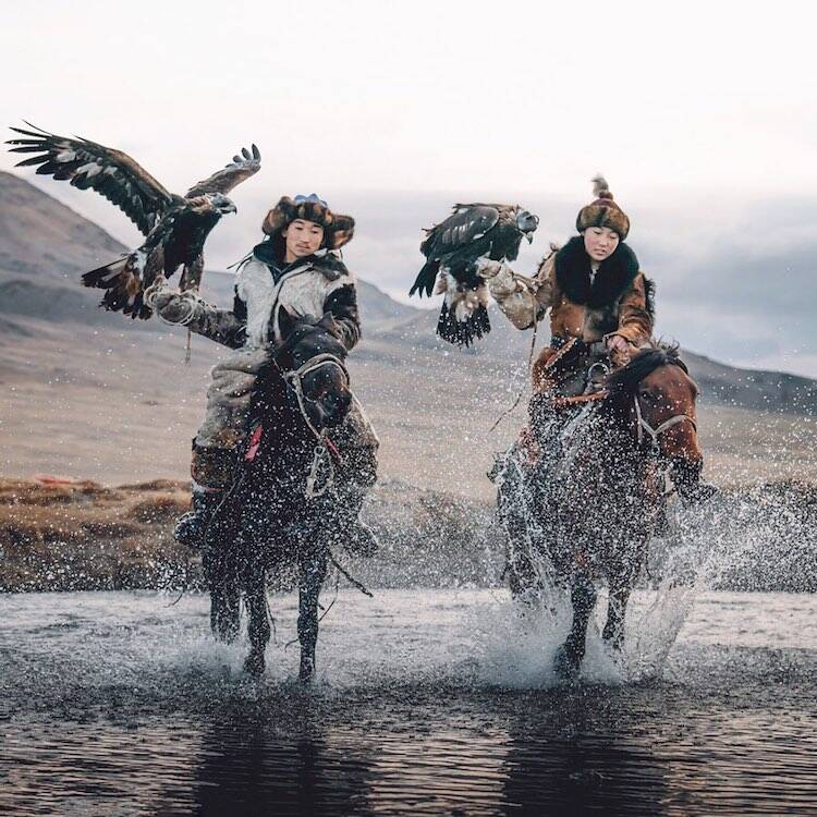 Two Mongolian Eagle Hunters