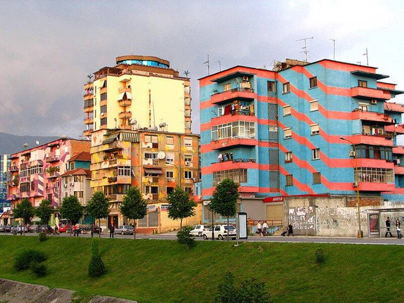 Patterned Buildings In Tirana