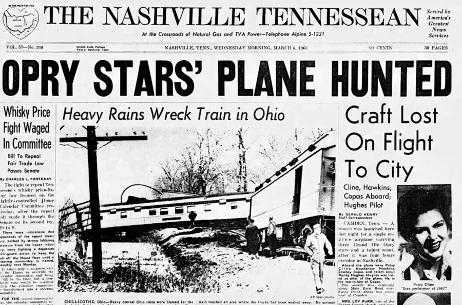 Headline After Patsy Cline&rsquo;s Plane Crash