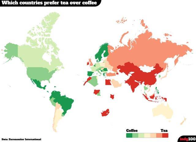 Tea Vs. Coffee World Map