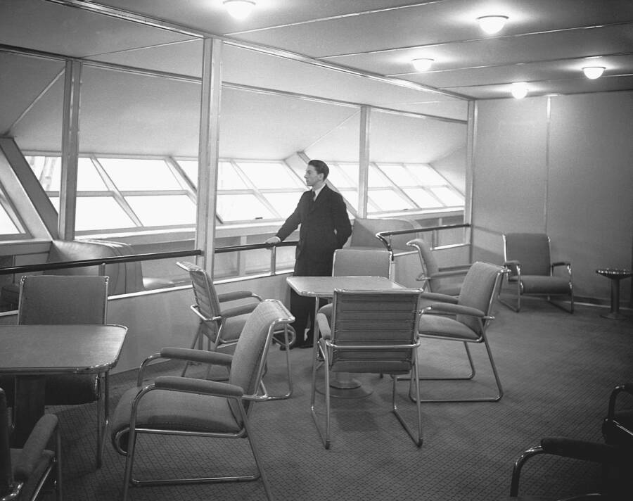 Man Standing Inside The Hindenburg Lounge