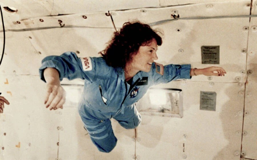 Christa McAuliffe Floating In Zero Gravity