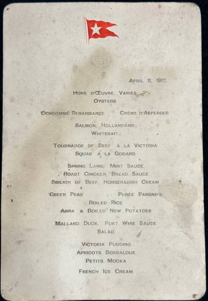 Titanic Menu