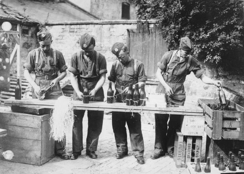 British Soldiers Making Molotov Cocktails