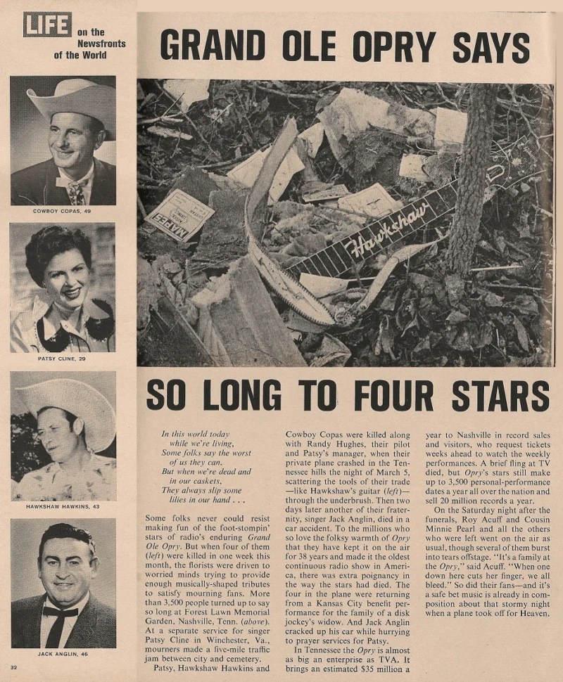 Death Of Patsy Cline In A Plane Crash